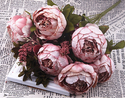 13 Core-spun Peony Decorative Flowers Artificial Flowers Artificial Flowers