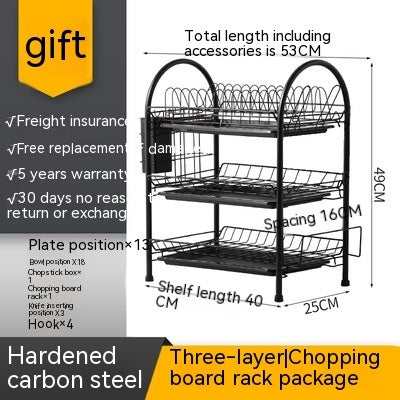 Multi-layer Floor Draining Bowl Rack Kitchen Shelf Countertop Dish Storage Knife And Fork Cabinet Dish Rack Storage Product