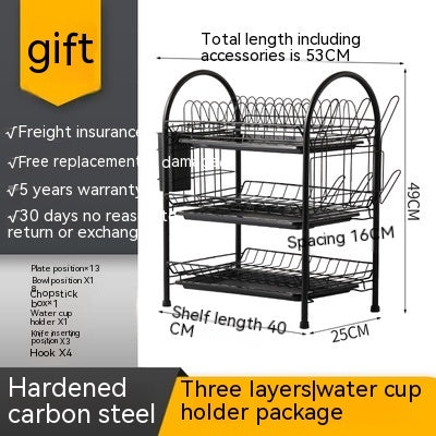 Multi-layer Floor Draining Bowl Rack Kitchen Shelf Countertop Dish Storage Knife And Fork Cabinet Dish Rack Storage Product
