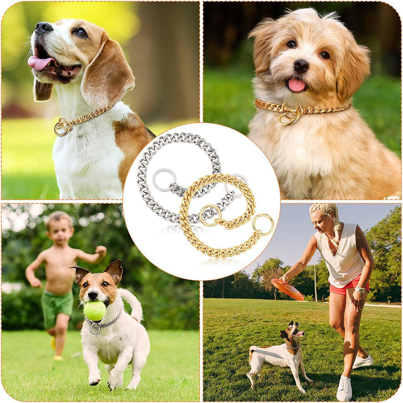 Pet Supplies Stainless Steel Drag Chain Double Ring