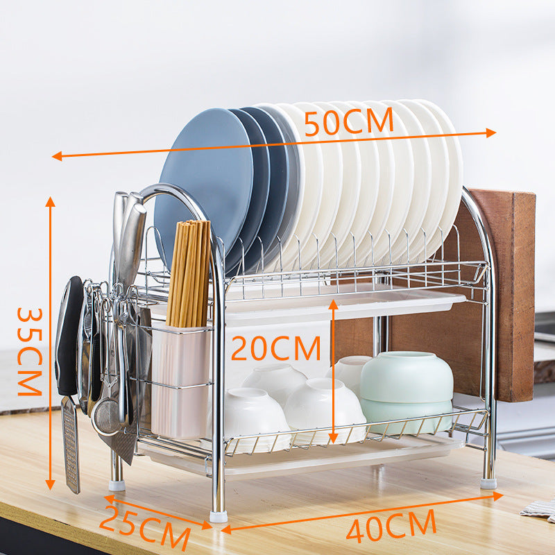 Multi-layer Floor Draining Bowl Rack Kitchen Shelf Countertop Dish Storage Knife And Fork Cabinet Dish Rack Storage Product